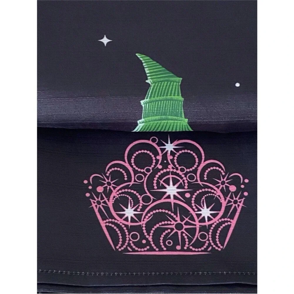Wicked Glinda And Elphaba Crown Witch Hat Fabric Shower Curtain 72”x72” NEW